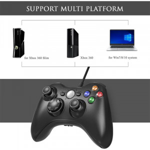 Controller cu fir pentru XBOX 360 FOXMAG24®/ PC, 2.5 m, USB, Black