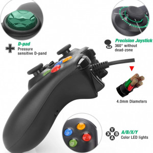 Controller, Joystick pentru Xbox 360 , PC , Laptop Cu Fir , Lungime Cablu 2.5 M, FOXMAG24