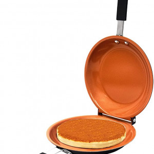 Tigaie dubla pentru clatite FOXMAG24, antiaderenta, manere reci, crem, 20 cm