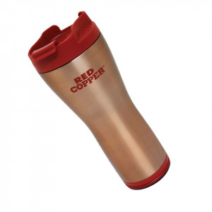 Cana Termos cafea FOXMAG24® cu smart grip Red Copper Mug cu interior ceramic, 470 ml