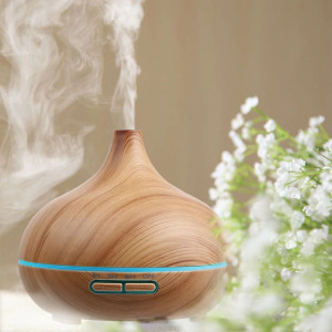 Difuzor Uleiuri Esentiale, 550 ml, Ultrasonic, AROMA M303 Aromatherapy, Bamboo, 7 culori, Telecomanda + CADOU: 1 pachet monstre doTerra