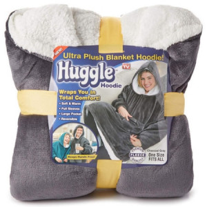 Hanorac Huggle Hoodie ultra plush,Patura cu maneci si gluga, cu buzunar frontal, captusit, plusat, ultra usor si calduros
