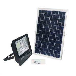Lampa Solara Stradala LED de Exterior FOXMAG24, Panou Solar Inclus, Putere 300 W, Telecomanda Wireless Inclusa, Waterproof, Temperatura Culoare 6500 K, Unghi iluminare 120 grade, IP 65, Design Modern, Negru