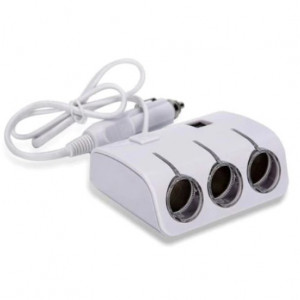 Adaptor pentru masina FOXMAG24, 3 prize si 2 porturi USB, 12/24V, alb
