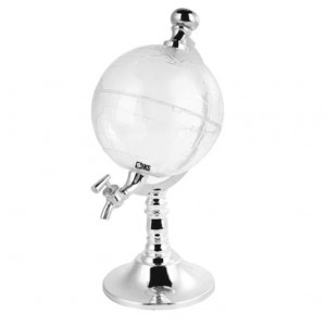 Dozator pentru bauturi FOXMAG24, in forma de Glob Pamantesc, plastic, transparent, 3.5 l