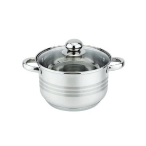 Oala cu Capac FOXMAG24, Inox, Capac din Sticla Termorezistenta, Manere din Inox, Capacitate 4L, Diametru 22 cm, Design Compact, Usor de Curatat si Folosit, Argintiu