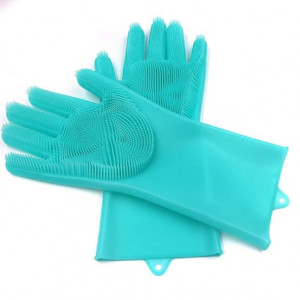 Set manusi din silicon FOXMAG24 pentru spalat, marime universala, Verde