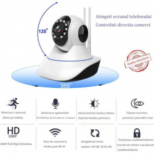 Camera de supraveghere RHJ, HD, Wi-Fi, Intercom, Night Vision, Alb, FOXMAG24