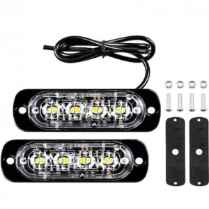 Set 2 Stroboscoape 4 LED-uri, lumini de avertizare galbene pentru Jeep, Off Road, ATV, FOXMAG24