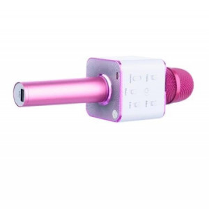 Microfon patrat FOXMAG24 cu boxa incorporata, 3W, iOS, Android, culoarea roz