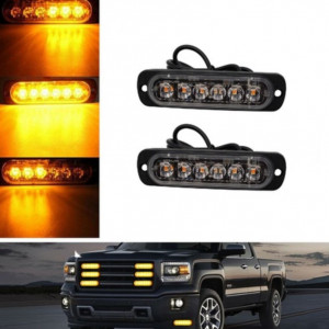 Set 2 Stroboscoape 6 LED FOXMAG24, lumini de avertizare galbene pentru platforma, ATV, Tractor, Jeep, Off Road