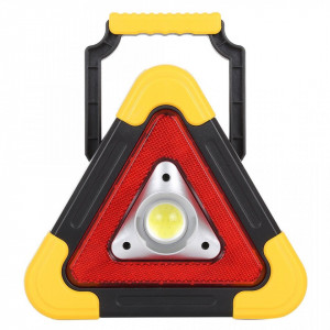 Triunghi SOS Cu Lanterna LED COB, FOXMAG24, LED Rosu , Incarcare Solara , USB , Acumulator Integrat , Galben