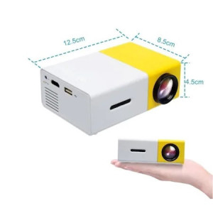 Mini Videoproiector K Full HD 1080p FOXMAG24, portabil, 12.5 x 8.5 x 4.5 cm, Intrare HDMI si USB, Modern, Alb/Galben