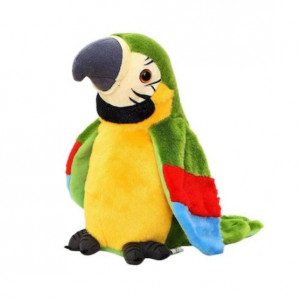 Papagal FOXMAG24, vorbitor, 20 cm, din plus, culoarea verde