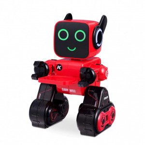 Robot inteligent pentru copii cu telecomanda, Activare Vocala, Inregistrare interactiva, Canta, Danseaza, Povesteste, Efecte Luminoase, FOXMAG24, Rosu