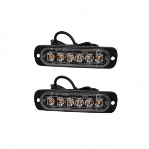 Set 2 Stroboscoape 6 LED FOXMAG24, lumini de avertizare galbene pentru platforma, ATV, Tractor, Jeep, Off Road