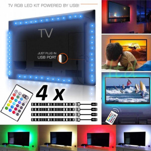 Kit banda led RGB FOXMAG24® interior-exterior 5050 cu alimentator,adaptor si telecomanda ir 24 taste PORKY + magnet inscriptionat GrigProject