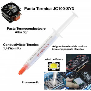 Pasta termoconductoare JC100-SY3, alba, 3 grame