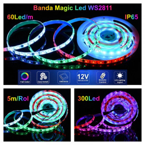 Banda LED WS2811 digital pixel 5050 RGB 60D-12V / IP65