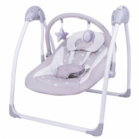 Jungle Muzička ležaljka ljuljaška Baby Swing Grey Stars