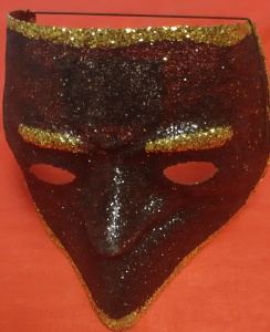Masca glitter negru si contur auriu