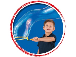 Jucarie baloane de sapun Pustefix cu 1 inel galben 18cm si 250ml solutie baloane de sapun