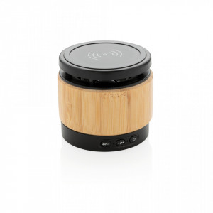 Bamboo wireless charger speaker