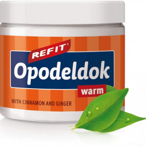 Балсам със затоплящ ефект при болка Refit Opodeldok Hot 200 ml с високо съдържание на естествени екстракти