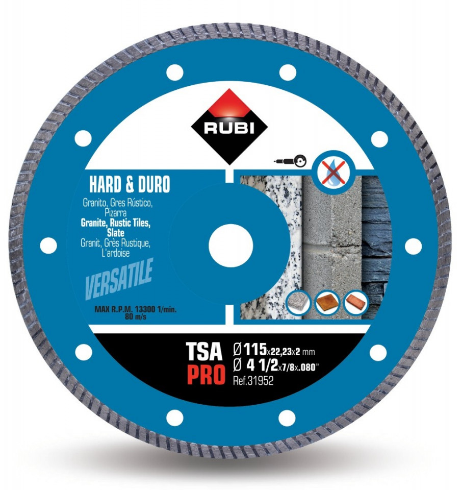 Disc diamantat pt. materiale foarte dure 115mm, tsa 115 pro - rubi-31952