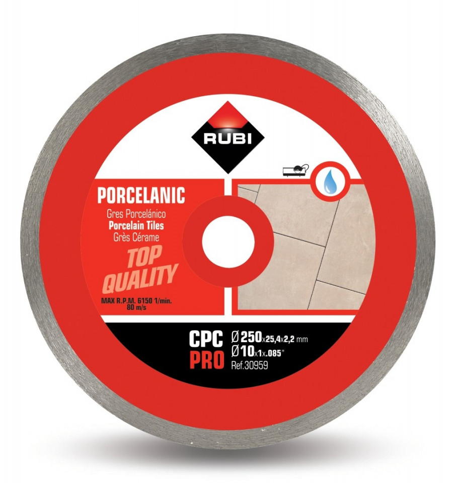 Disc diamantat pt. gresie portelanata 250mm, cpc 250 pro - rubi-30959