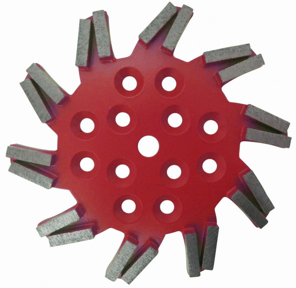 Disc stea cu segmenti diamantati pt. slefuire pardoseli - segment fin - rosu - 250 mm - prindere 19mm - dxdh.8501.250.11.63