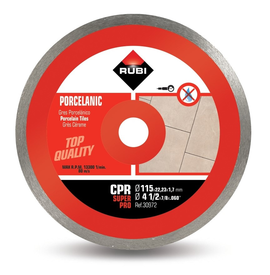 Disc diamantat pt. gresie portelanata 115mm, cpr 115 superpro - rubi-30972