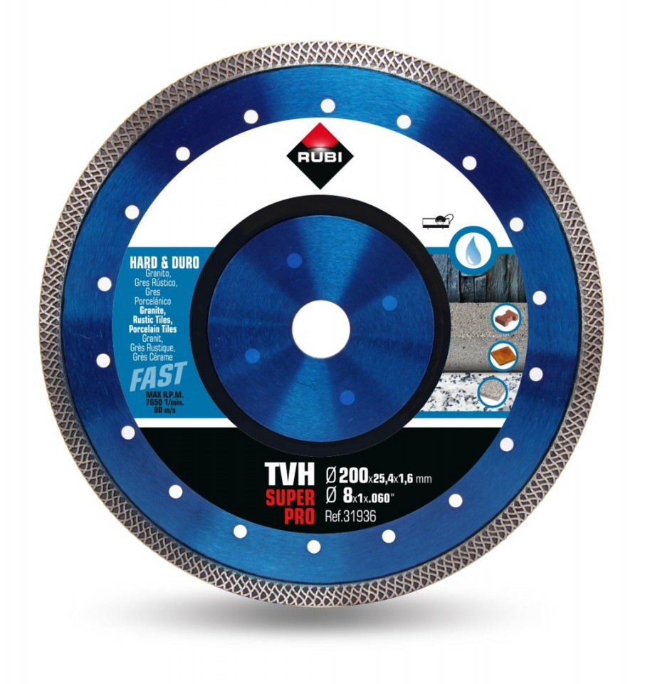 Disc diamantat pt. materiale foarte dure 200mm, tvh 200 superpro - rubi-31936