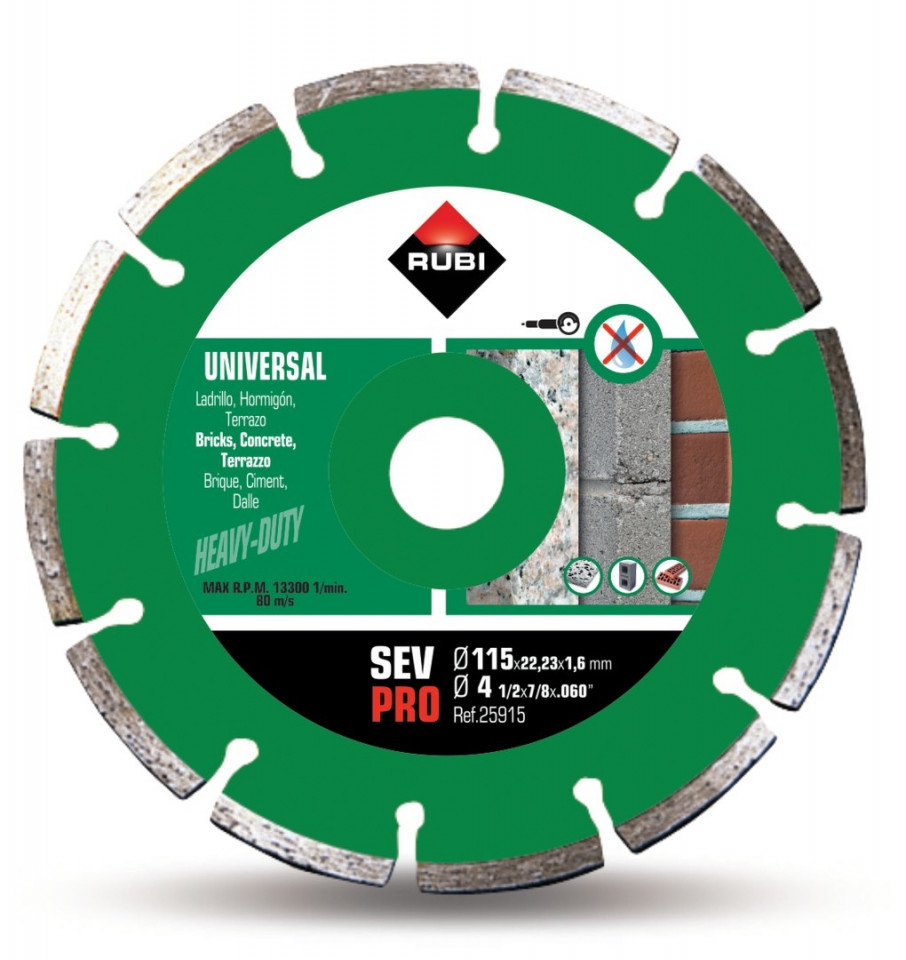 Disc diamantat pt. beton si caramida 115mm, sev 115 pro - rubi-25915