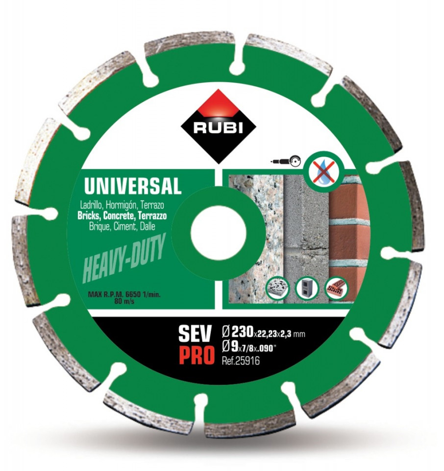 Disc diamantat pt. beton si caramida 230mm, sev 230 pro - rubi-25916