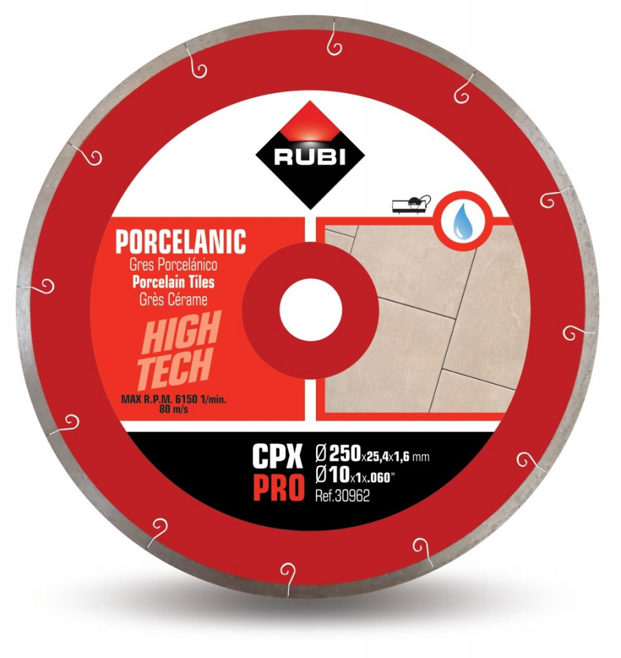 Disc diamantat pt. gresie portelanata 250mm, cpx 250 pro - rubi-30962