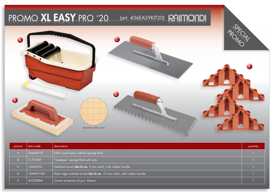 Kit galeata easy cu burete sweepex si accesorii pt. curatat rosturi - raimondi-436easykit20