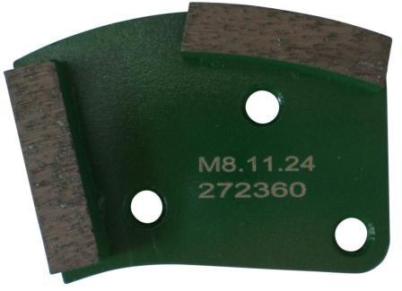 Placa cu segmenti diamantati pt. slefuire pardoseli - segment dur (verde) - # 80 - prindere m8 - dxdh.8508.11.25