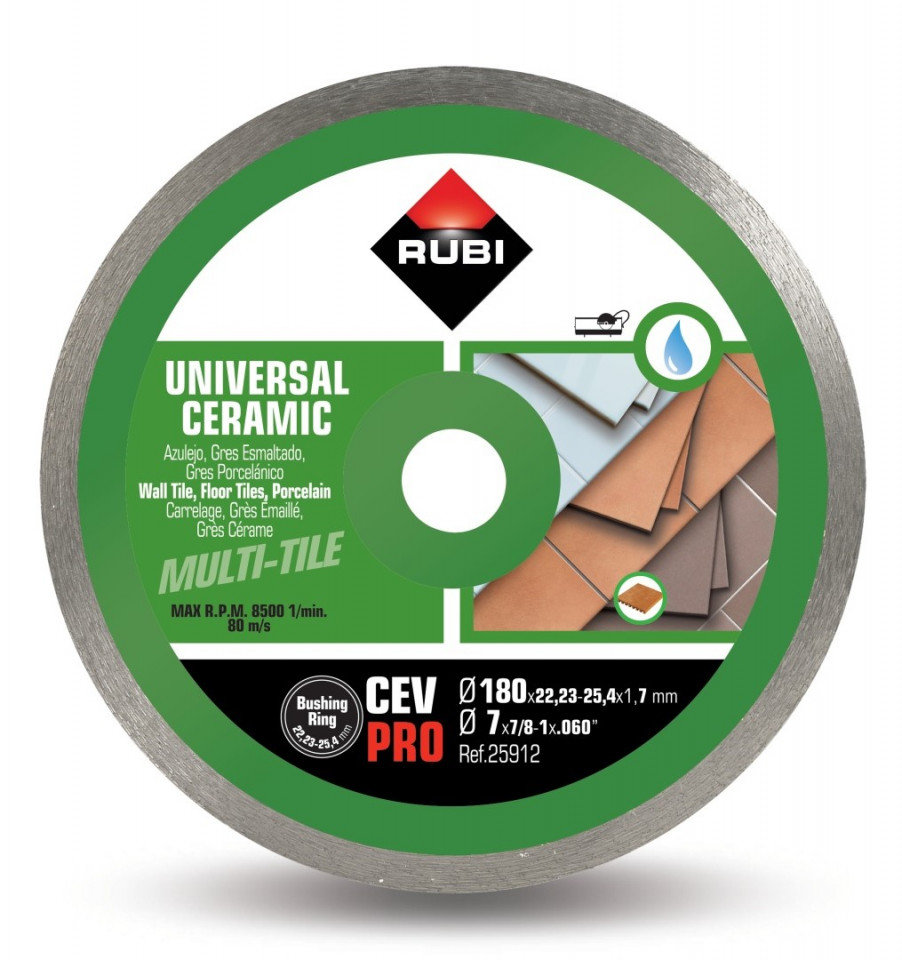 Disc diamantat pt. gresie si faianta 180mm, cev 180 pro - rubi-25912