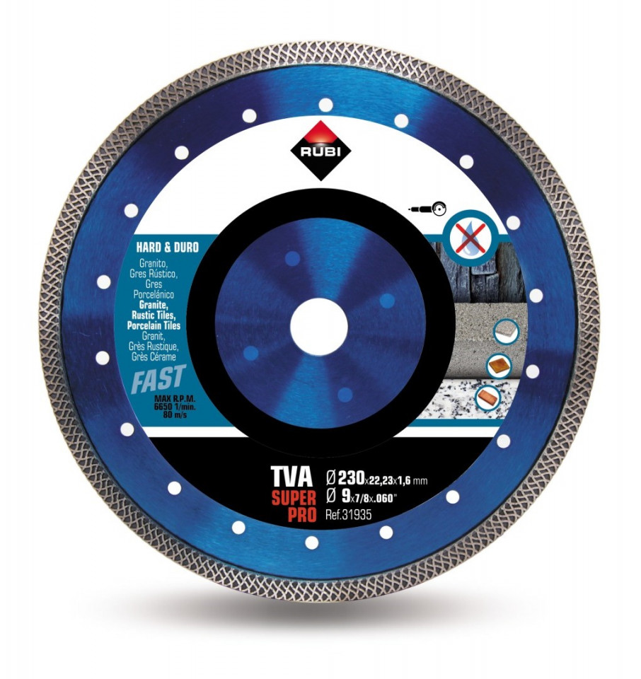 Disc diamantat pt. materiale foarte dure 230mm, tva 230 superpro - rubi-31935