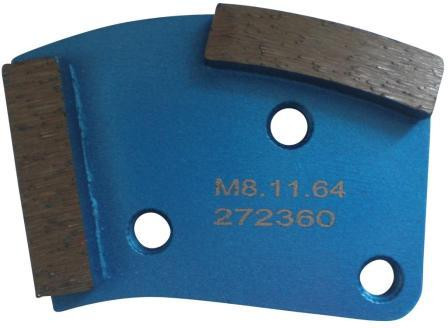 Placa cu segmenti diamantati pt. slefuire pardoseli - segment fin (albastru) - # 40 - prindere m8 - dxdh.8508.11.64