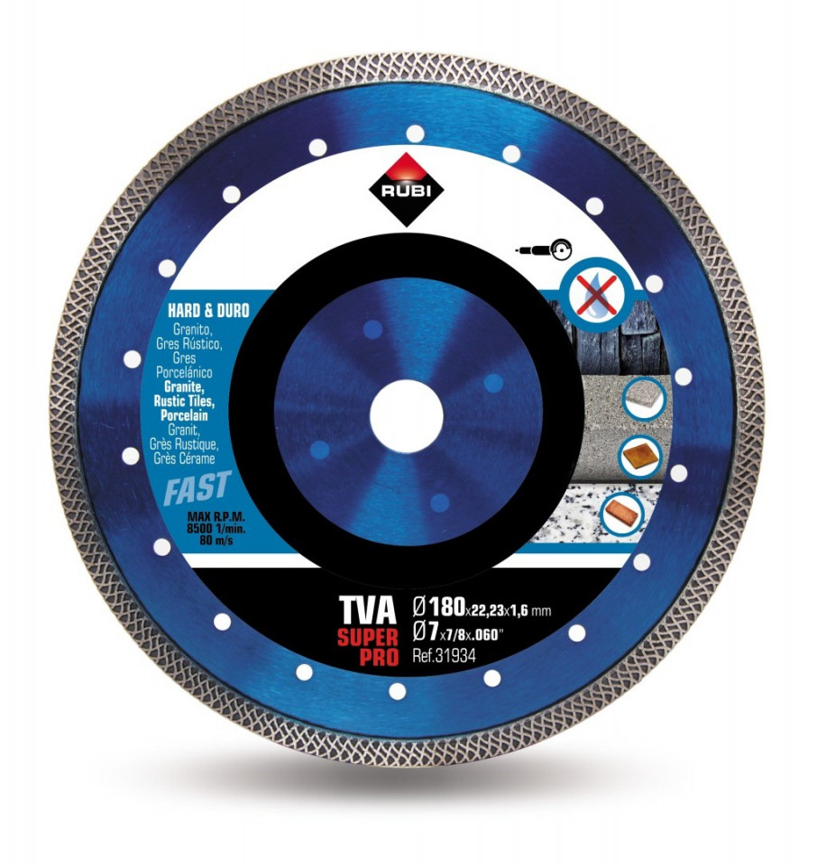Disc diamantat pt. materiale foarte dure 180mm, tva 180 superpro - rubi-31934