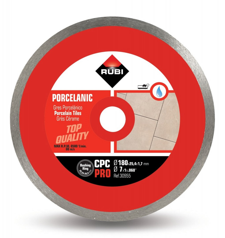 Disc diamantat pt. gresie portelanata 180mm, cpc 180 pro - rubi-30955