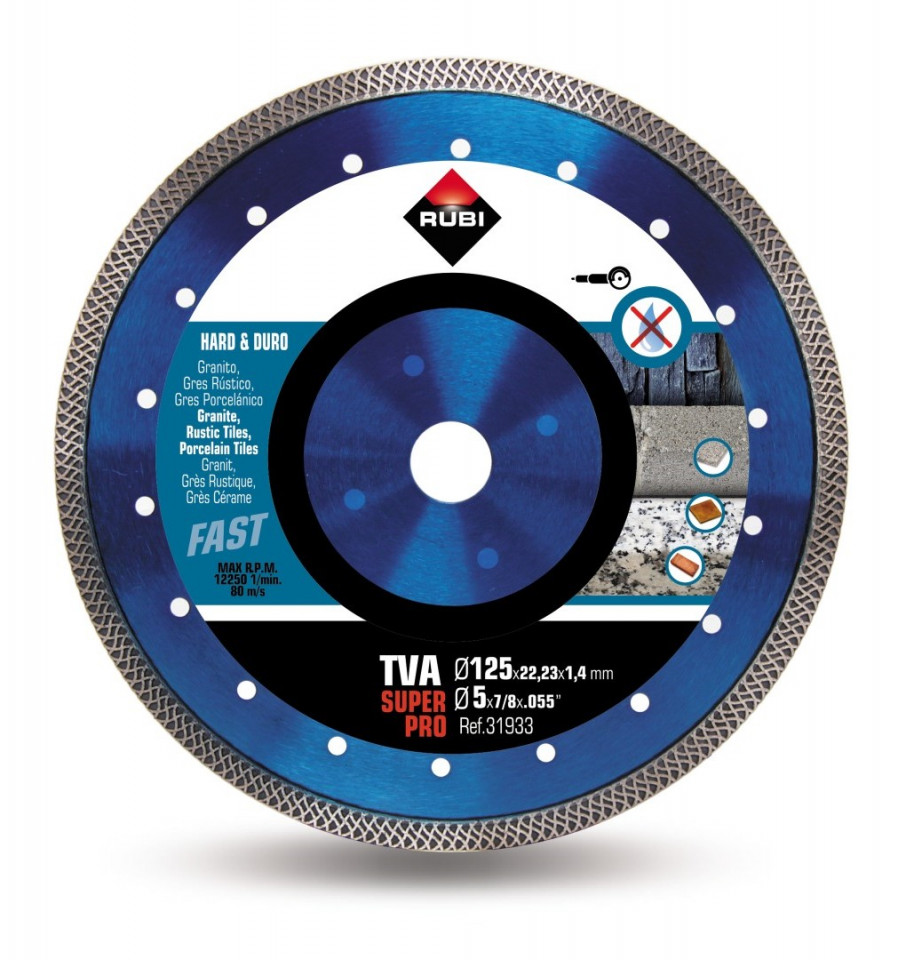 Disc diamantat pt. materiale foarte dure 125mm, tva 125 superpro - rubi-31933