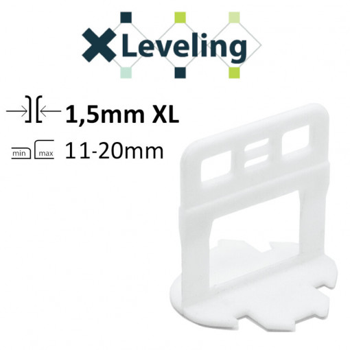 Distantieri XL autonivelare ( Clips XL ) pt. placi groase (11- 20 mm) - Rost de 1,5 mm - 100 buc - XLEV-PLC1.5XL100