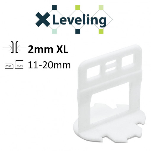 Distantieri XL autonivelare ( Clips XL ) pt. placi groase (11- 20 mm) - Rost de 2 mm - 100 buc - XLEV-PLC2XL100