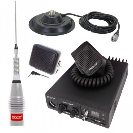 Promotie statie radio CB Storm Discovery + antena Storm ML 145 Silver + baza 145 + difuzor DF1