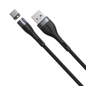 Cablu magnetic USB-C Baseus Zinc 5A 1M (gri-negru)