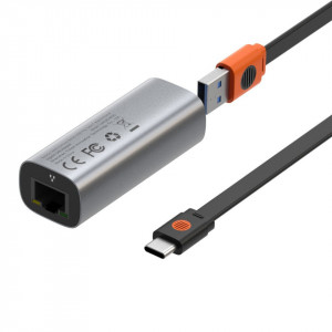 Placa retea Baseus Steel Cannon USB-C - LAN, Gigabit (gri)