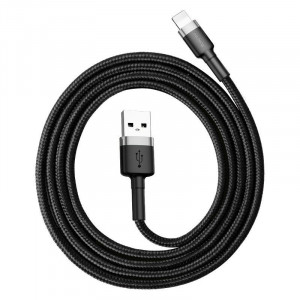 Cablu Lightning USB Baseus Cafule 1,5A 2m (gri-negru)